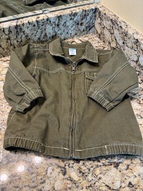 Old Navy Kids Army Green Zip-Front Jacket and jeans 18-24 months